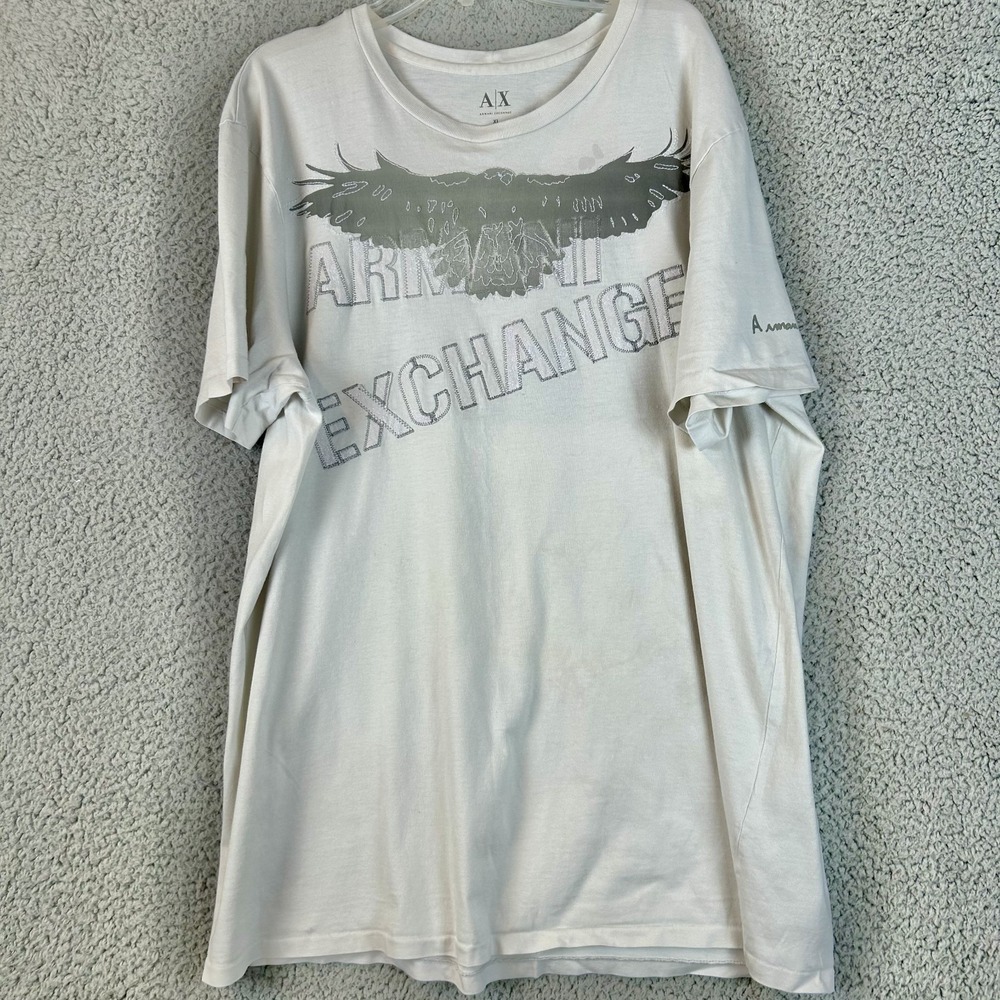 Armani Exchange Y2K Mens Size XL T Shirt Embroidered Graphic Logo Vintage
